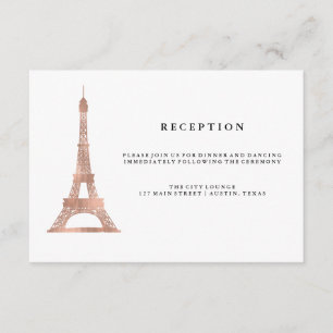 Elegant Roos Gold Eiffel Tower Weddenschap Informatiekaartje