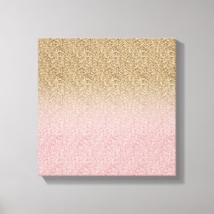 Elegant Roos Gold en Gold Glitter Sparkles foto Canvas Afdruk
