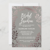 Elegant Roos Gold en Grijze bridal Luncheon Kaart (Voorkant)