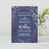 Elegant Roos Gold en marine | Lafy Lijst Weddensch Kaart (Staand voorkant)