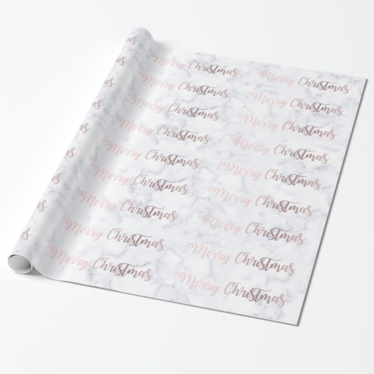Elegant Roos Gold- en marmer-kerstpatroon Cadeaupapier (Uitgerold)