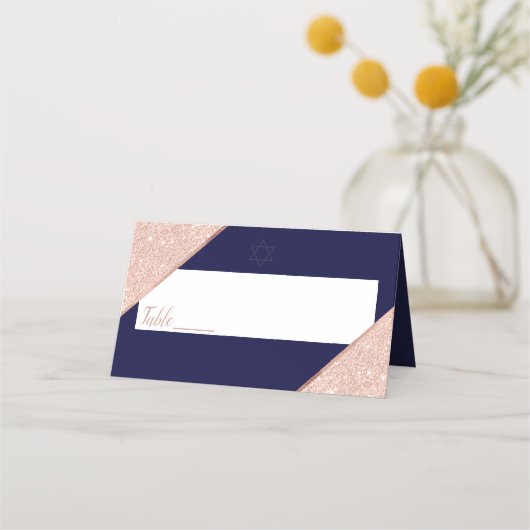 Elegant Roos Gold en Navy Bat Mitswa (Voorkant)