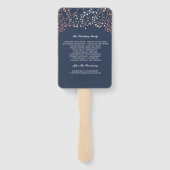 Elegant Roos Gold en Navy Blue huwelijksprogramma Handwaaier (Achterkant)