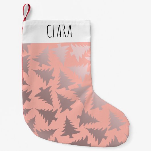 Elegant Roos Gold en roze kerstboomstructuur Kleine Kerstsok (Voorkant)