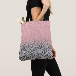 Elegant Roos Gold en Silver Glitter Leopard Print Draagtas