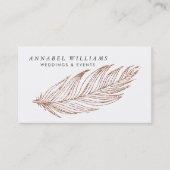 Elegant Roos Gold Faux Glitter Feather Visitekaartje (Voorkant)