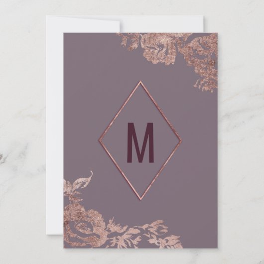 Elegant Roos Gold Floral Paars Mauve Afstuderen Kaart (Achterkant)