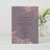 Elegant Roos Gold Floral Paars Wedding Programme Programma (Staand voorkant)