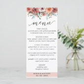 Elegant Roos Gold Floral Wedding Menu (Staand voorkant)