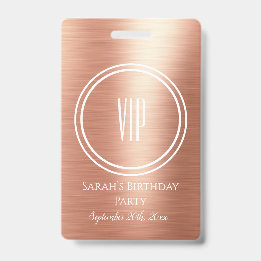 Elegant Roos Gold Foil Birthday Party VIP Access Badge