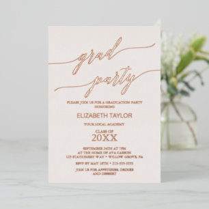 Elegant Roos Gold Foil   Blush Graduation Party Folie Uitnodiging
