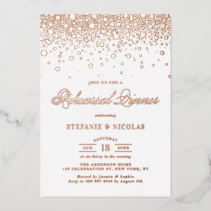 Elegant Roos Gold Foil Confetti Rehearings Dinner Folie Uitnodiging