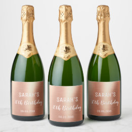 Elegant Roos Gold Foil Elke 30e verjaardag Sparkling Wijnetiket