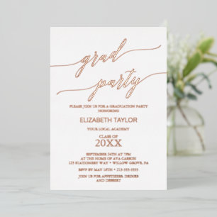 Elegant Roos Gold Foil Graduparty Folie Uitnodiging