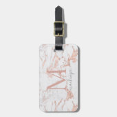Elegant Roos Gold Foil marble Monogram Bagagelabel (Voorkant verticaal)