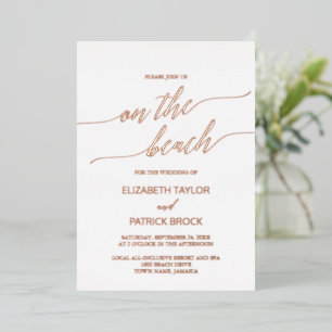 Elegant Roos Gold Foil op het strand bruiloft Folie Uitnodiging