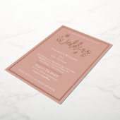 Elegant Roos Gold Foil op Peach Weddenschap Folie Uitnodiging (Gedraaid)