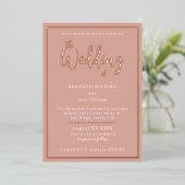 Elegant Roos Gold Foil op Peach Weddenschap Folie Uitnodiging (Staand Voorkant)