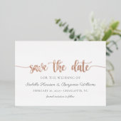 Elegant Roos Gold Foil sparen de datum aankondigin Folie Uitnodiging (Staand Voorkant)