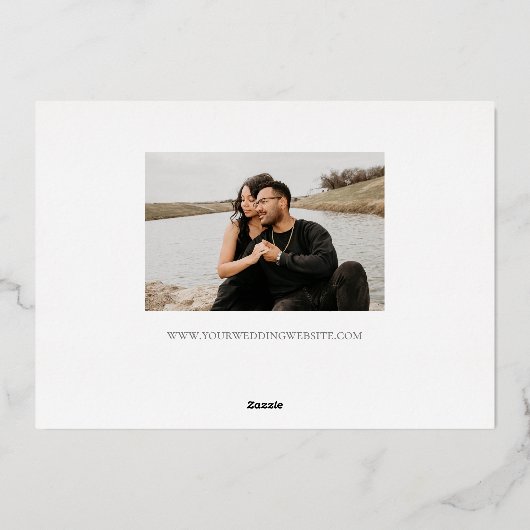 Elegant Roos Gold Foil sparen de datum aankondigin Folie Uitnodiging (Achterkant)