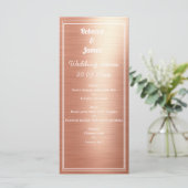Elegant Roos Gold Foil Wedding Menu (Staand voorkant)