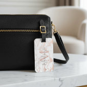 Elegant Roos Gold Foil | Witte marmer | Monogram Bagagelabel
