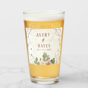 Elegant Roos Gold Geometric Wedding Glas