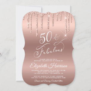 Elegant Roos Gold Glitter 50e verjaardag Kaart