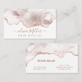 Elegant Roos Gold Glitter Agate Chic Marble Modern Visitekaartje (Voorkant / Achterkant)