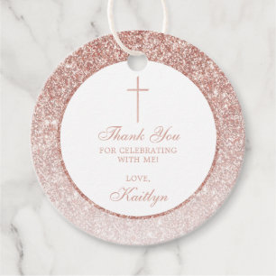 Elegant Roos Gold Glitter bevestiging of baptisme Bedankjes Labels