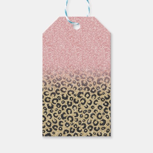 Elegant Roos Gold Glitter Black Leopard Print Cadeaulabel (Voorkant)