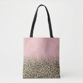 Elegant Roos Gold Glitter Black Leopard Print Draagtas (Voorkant)