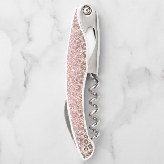 Elegant Roos Gold Glitter Black Leopard Print Kurkentrekker (Achterkant)