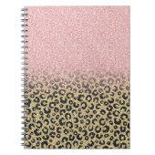 Elegant Roos Gold Glitter Black Leopard Print Notitieboek (Voorkant)