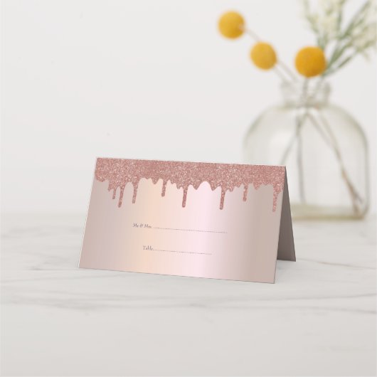 Elegant Roos Gold Glitter, Blush en Black Text (Voorkant)