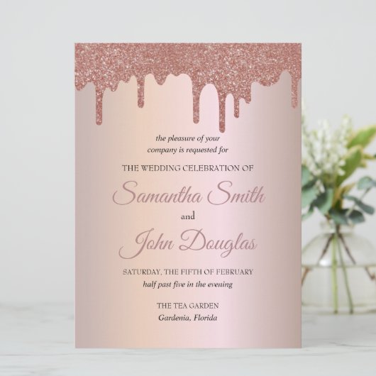 Elegant Roos Gold Glitter, Blush en Black Text (Staand voorkant)