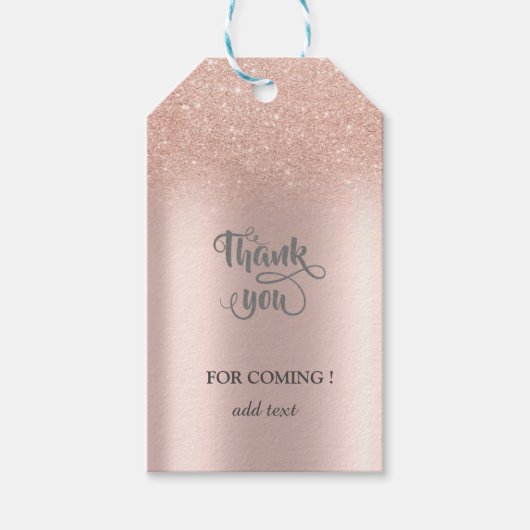 Elegant Roos Gold Glitter Bokeh Roos Gold Cadeaulabel (Voorkant)