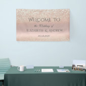 Elegant Roos Gold Glitter Bokeh Wedding Banner (Beurs)