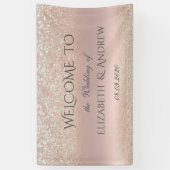 Elegant Roos Gold Glitter Bokeh Wedding Banner (Verticaal)