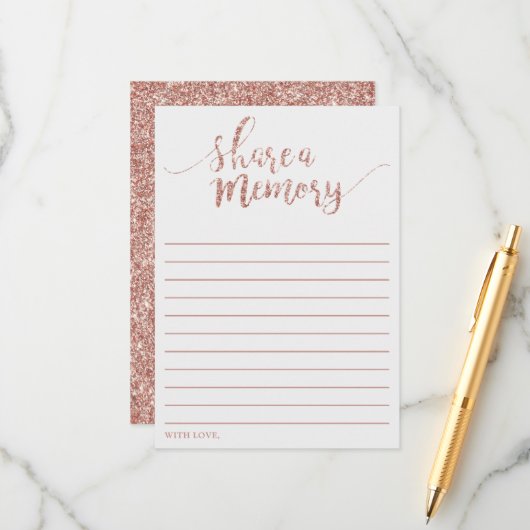 Elegant Roos Gold Glitter Deel een Memory Kaart (Voorkant / Achterkant in situ)