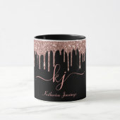 Elegant Roos Gold Glitter Drift 2 monogram script Mok (Midden)