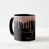 Elegant Roos Gold Glitter Drift 2 monogram script Mok (Voorkant links)