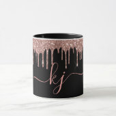 Elegant Roos Gold Glitter Drift 2 monogram script Mok (Midden)