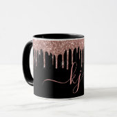 Elegant Roos Gold Glitter Drift 2 monogram script Mok (Voorkant links)