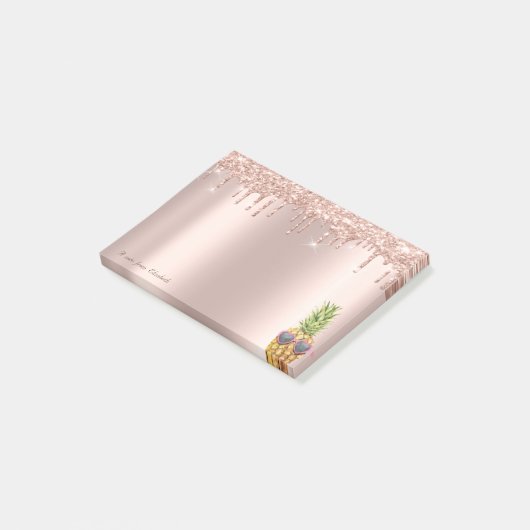 Elegant Roos Gold Glitter Drift Cool Pineappel Post-it® Notes (Schuin)