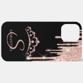 Elegant Roos Gold Glitter druist diamant Tiara Case-Mate iPhone Case (Achterkant / Rechts)