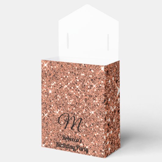 Elegant Roos Gold Glitter Hartelijk dank Monogram  Bedankdoosjes (Geopend)