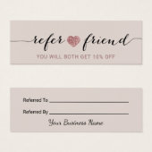 Elegant Roos Gold Glitter Heart Reference Kaart (Voorkant /achterkant)