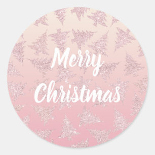 Elegant Roos Gold Glitter-kerstboompatroon Ronde Sticker