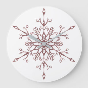 Elegant Roos Gold Glitter-kerstsnowflake Grote Klok